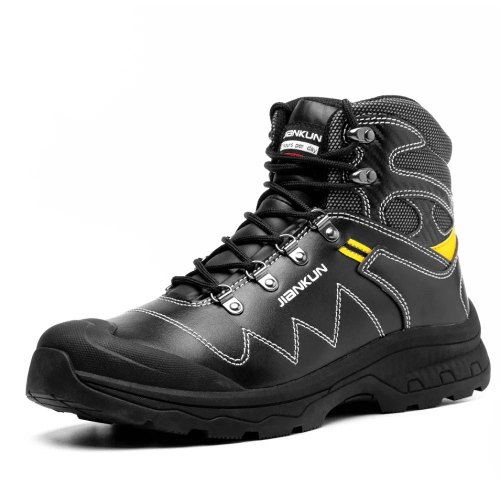 JIANKUN Black Industrial Men's S3 Safety Shoes Casual  Anti- Smashing Steel Toe Upper Nylon Stretch Fabric OEM  Autumn Winter