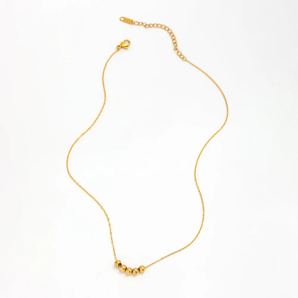 Fenny 18K PVD Plated Minimalist Permanent Gold Beads Pendant Necklace for Women Stainless Steel Jewelry Wholesale