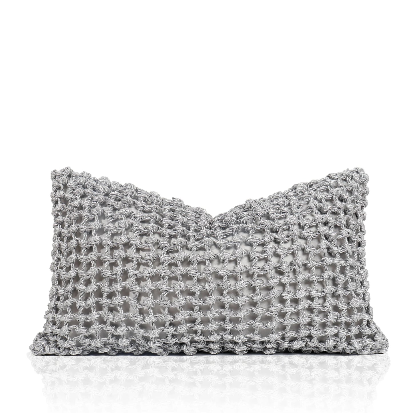 Tiff Home's New 30*50cm Handmade Grey Grid-like Cushion Explosion Product with Woven Embroidery Portable