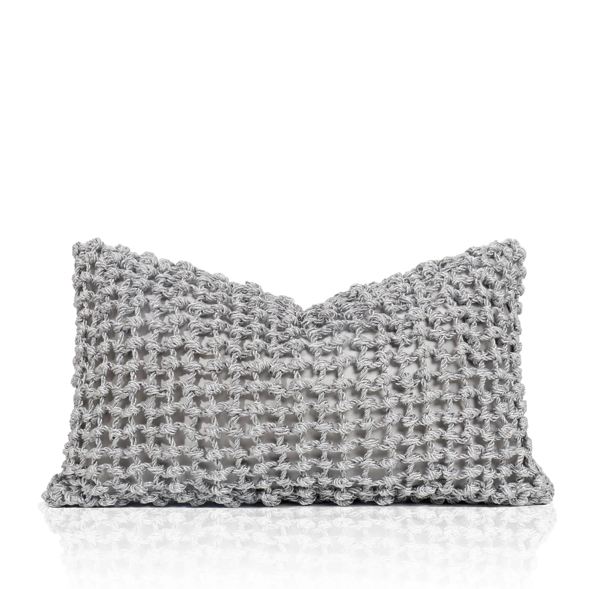 Tiff Home's New 30*50cm Handmade Grey Grid-like Cushion Explosion Product with Woven Embroidery Portable