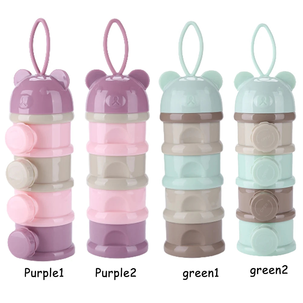 Infants Feeding Milk Powder & Snack Storage Box 4-Layer Portable TPE+PP New-fashioned Baby Food Container