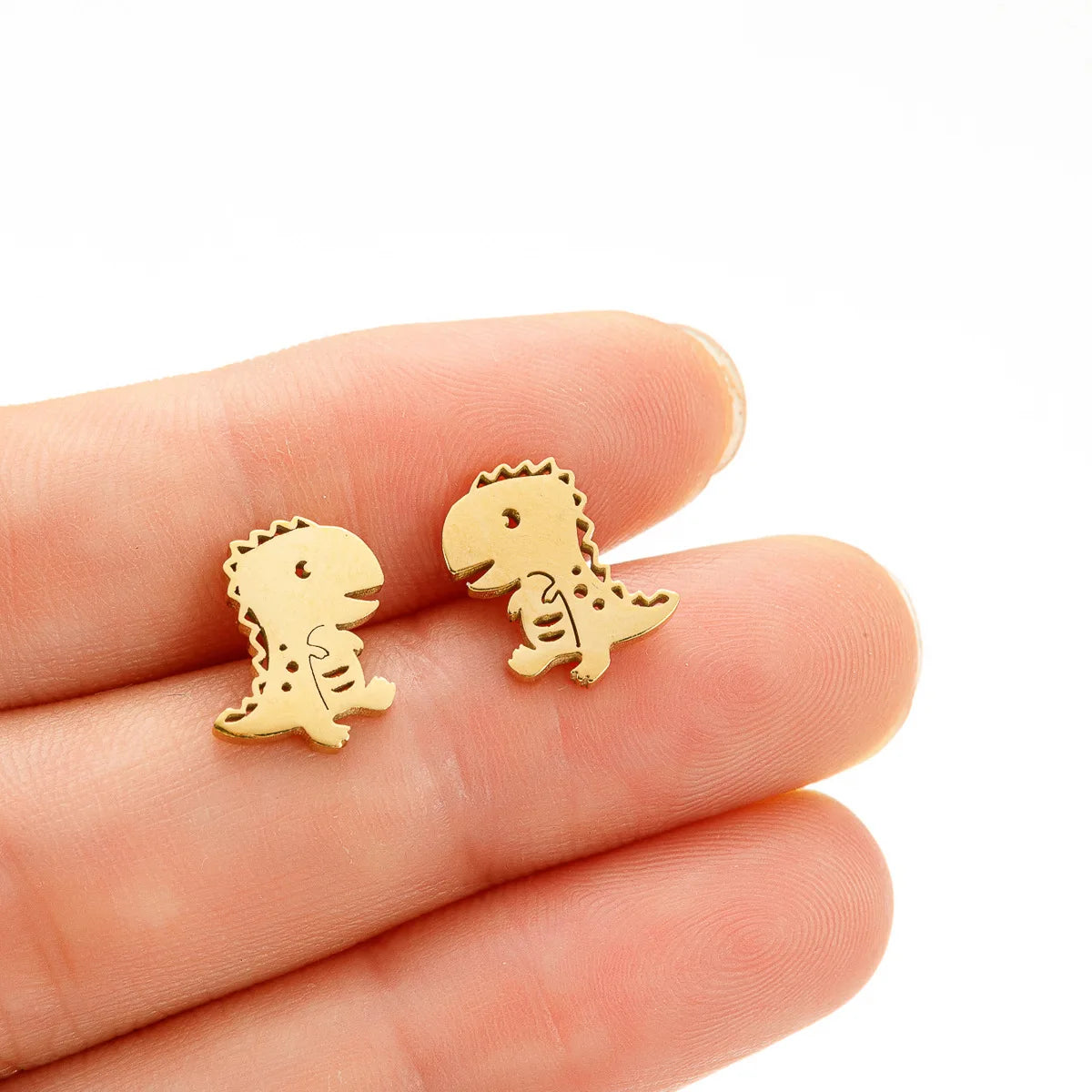 Wholesale Cartoon Animal Series Stainless Steel Stud Earrings Women Fashion Cat Bird Shark Bear Dinosaur Earrings for Daughte