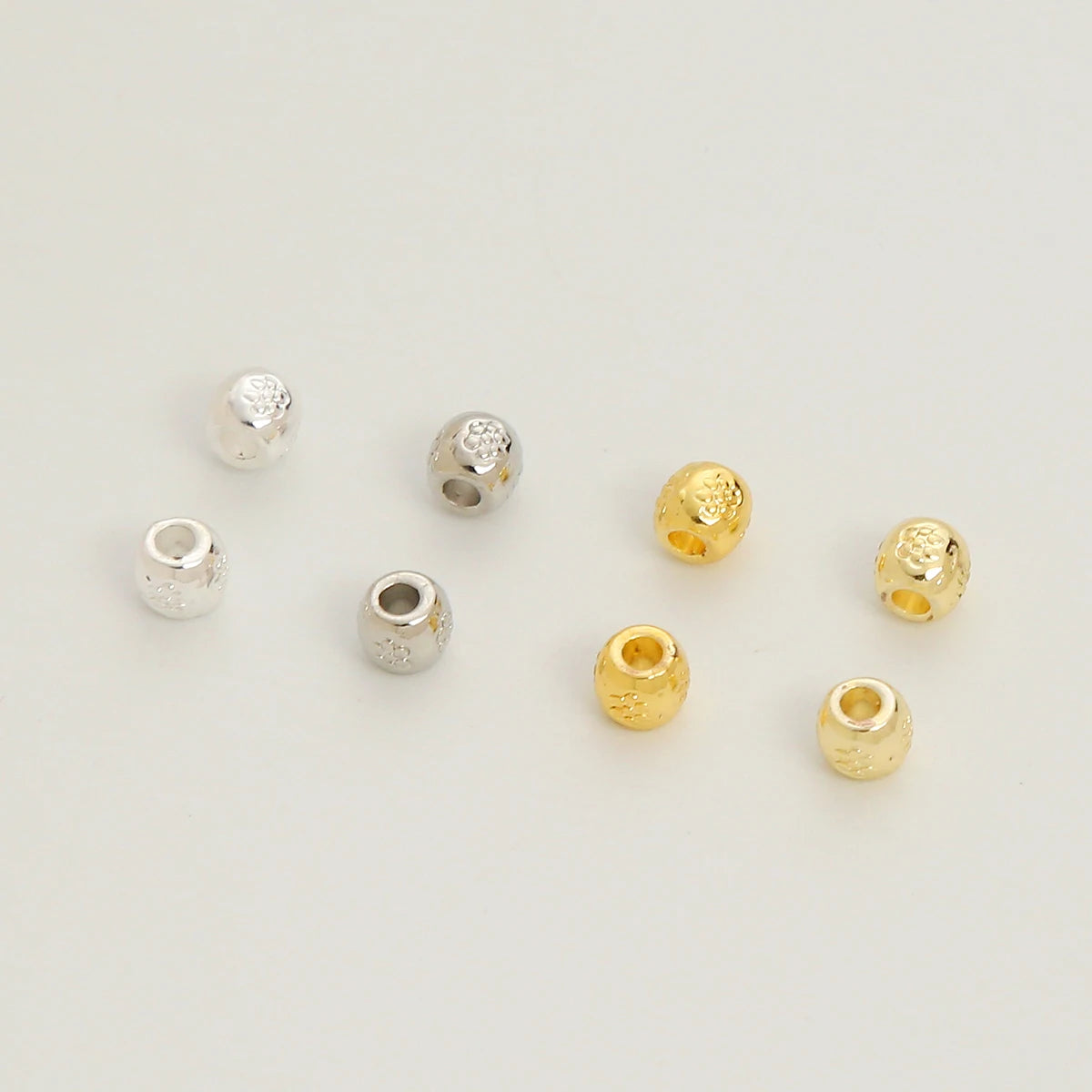 18k/14k Gold Alloy Septal Bead Large Hole Barrel Beads for Jewelry Finding Silver Pattern Loose Bead Bracelet Necklace Making