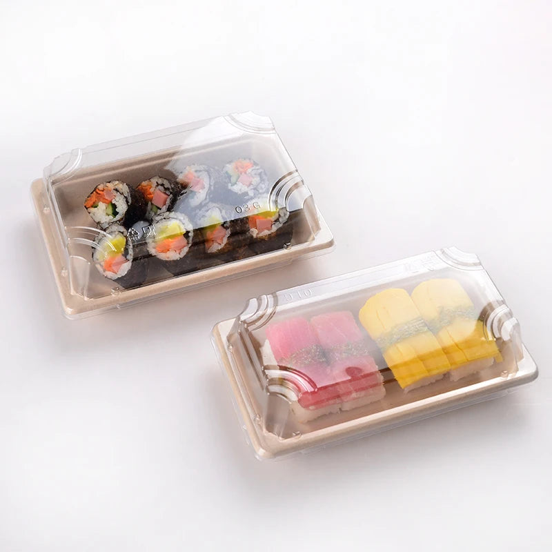 100% Biodegradable Customizable Disposable Sushi & Pallet Box Kraft Paper Matt Lamination UV Coating Embossing for Food Noodl