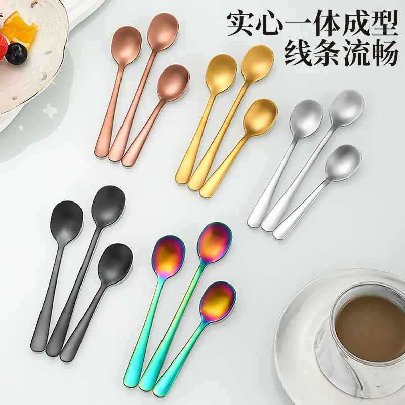 304 Stainless Steel Cutlery Seasoning Spoon Coffee Milk Tea Sauce Mixing Spoon Small Honey Dessert Ice Cream Spoon