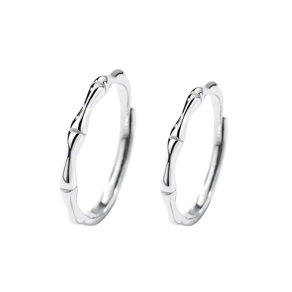 China Wholesale Price Wedding Couple Simple Jewelry Bamboo 925 Sterling Silver Ring for Lovers Opening Adjustable Ring Jewelr