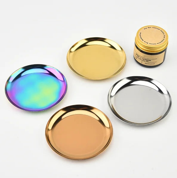 Round Stainless Steel Tray/Storage Tray Tea Fruit Tray/Cosmetics Jewelry Tray