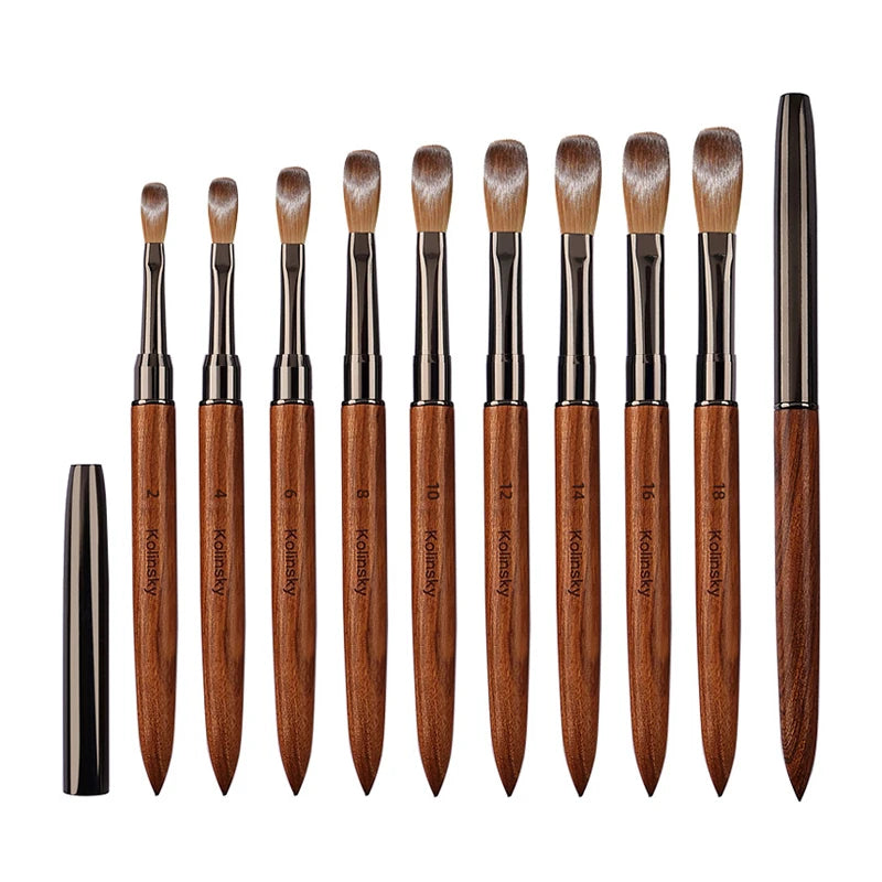 Professional Pure Kolinsky Acrylic Nail Brush with Wooden Handle Eco-Friendly Durable Private Label for Nail Art & Manicure