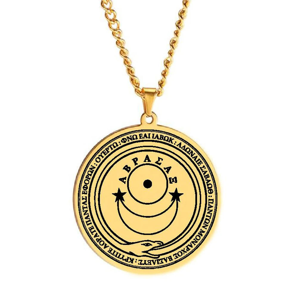 Laser Engraving Gold Black Steel Preces Templi Prayers of the Temple Amulet Talisman Jewelry Stainless Steel Pendant Necklace