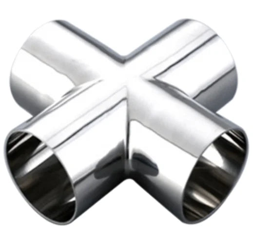 Vacuum Stainless Steel SS304 SS316 Welded Flanged 4way Cross