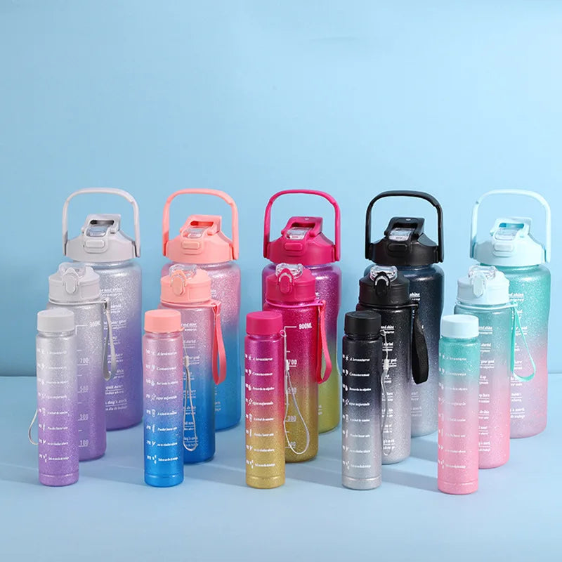 In Stock 3 in 1 64 Oz Half Gallon Botella De Agua Motivacional 3 in En 1Set Motivational Water Bottles Set 3 in 1 Water Bottl