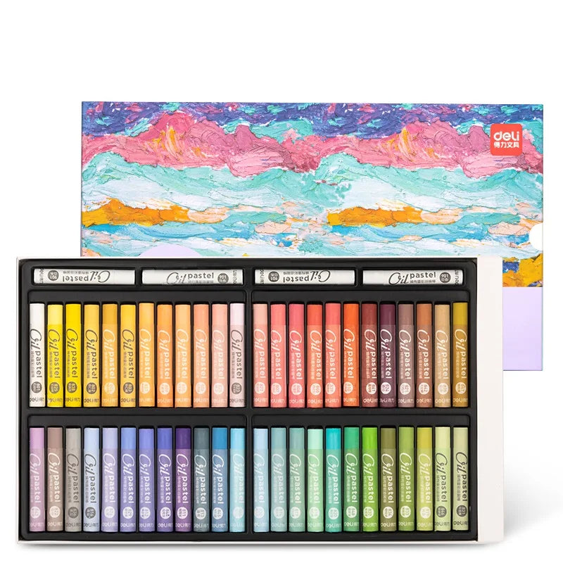 Deli HM714B-48 48pcs/box Coloring Pen Children Painting Crayons Kindergarten Oil Pastel 24box*48pcs=1152pcs Per Carton Set