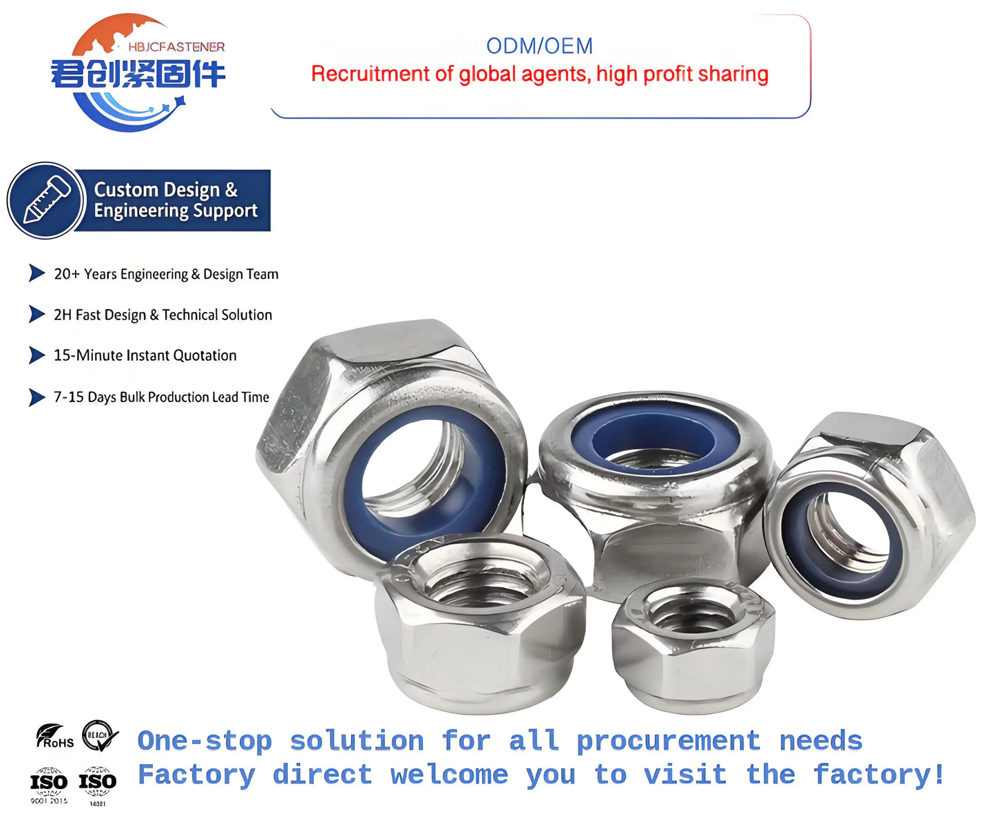 Nuts and Bolts Steel Hex Head Nylon Insert Lock Nut DIN 985 with 304 Stainless Plain Finish Low Price for Building Hex Nut
