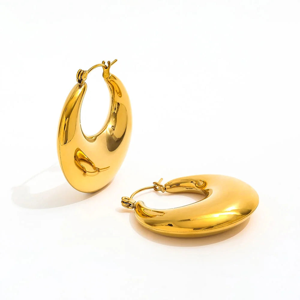 Fenny No Fade Fashion Smooth Retro Geometric Hollow Earring Jewelry Stainless Steel Earring Streetwear Earring Trendy for Wom