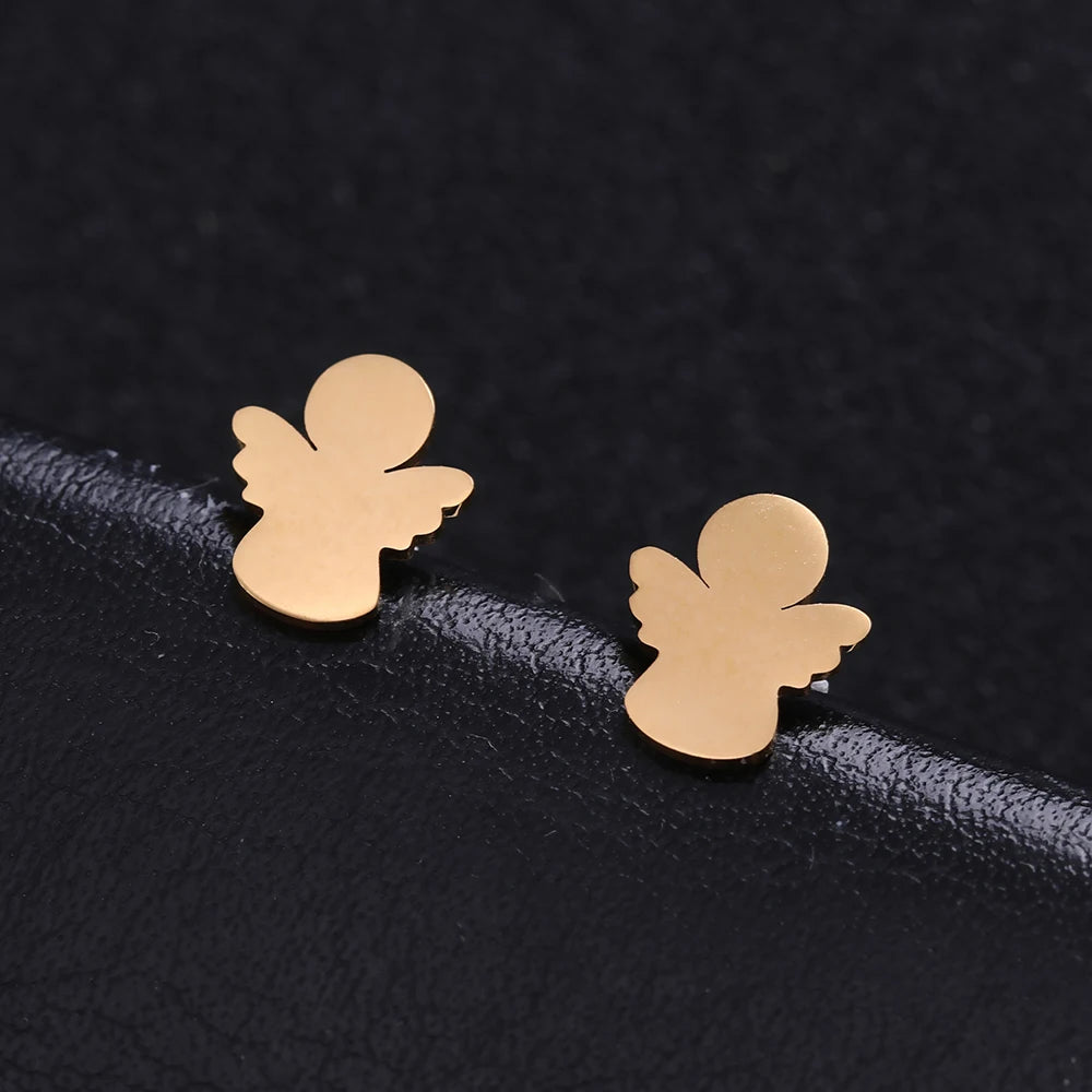 Stainless Steel Circle Ear Earrings for Women Girls Gold Color Dainty Geometric Stud Earring Trendy Jewelry Wedding