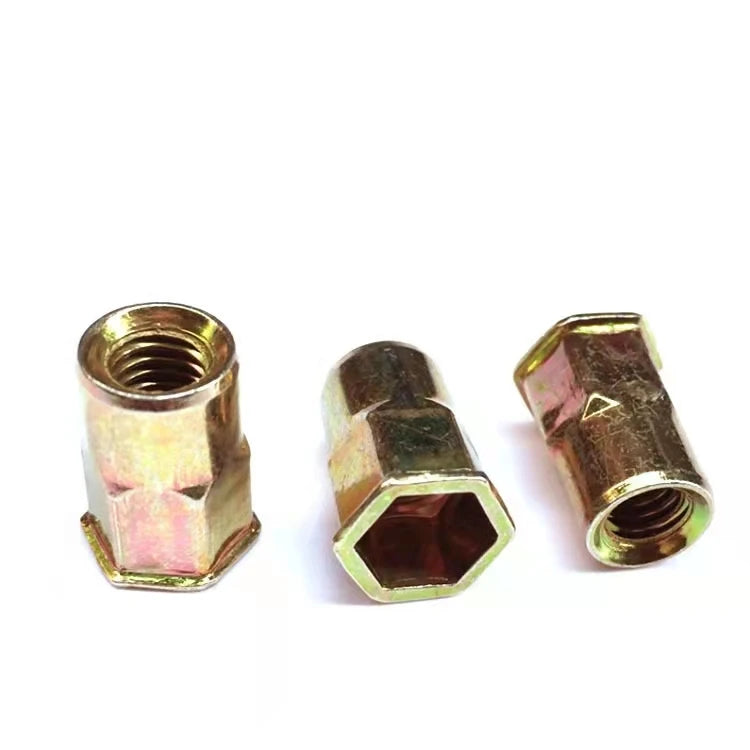 GB / T 17880  Round Head or  Hexagon Head Rivet Nut   Steel Material   Zinc Plated  Blue Color and Yellow Color