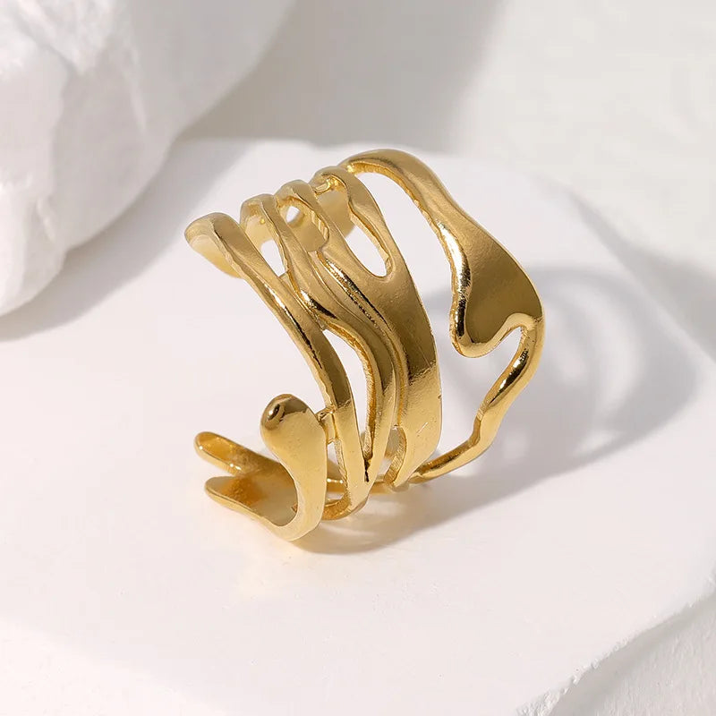 Beimai OEM Ring Simple Irregular Wide Version Exaggerated Titanium Steel Ring