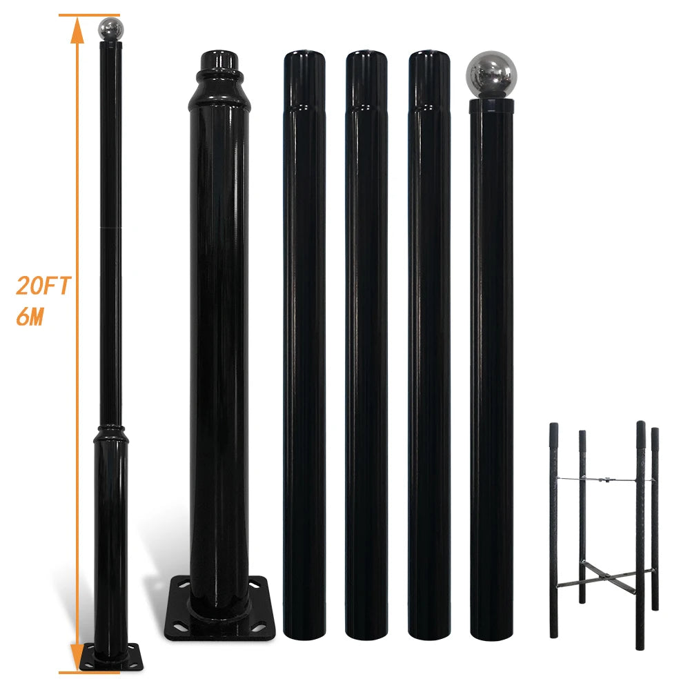 Spliced Street Light Pole 6M Solar Light Pole Split Design Galvanized Outdoor Lamp Post 20ft Steel Pole for Easy Transportati