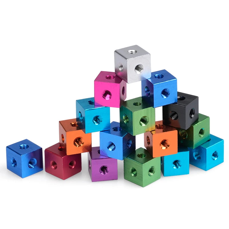 CNC Machined M3 M4 M5 M6 Thread Aluminum Six Sided Block Nut Plate Fasteners Acrylic Link Block Metal Profile Square Nut