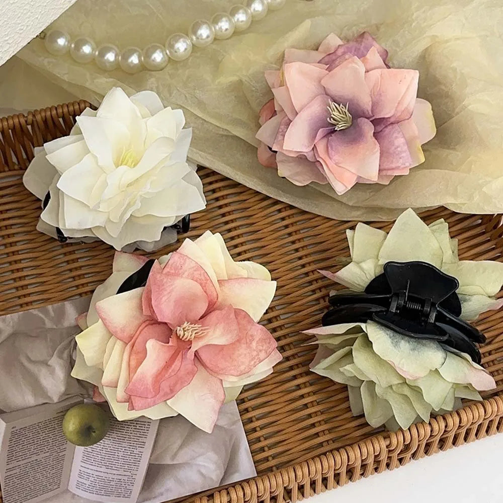 Fashion Flowers Hair Claws Clips for Women Girls Pink Sweet Hair Crab Clamp Hairpins Hairgrips Hair Accessories