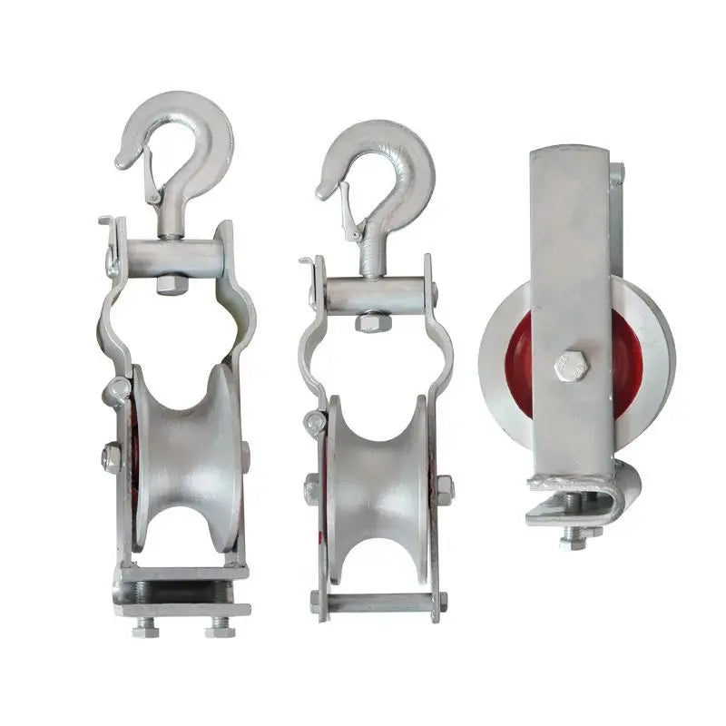 Steel Cable Pulling Pulley Aerial Cable Stringing Roller With Hook 5kN Rated Load