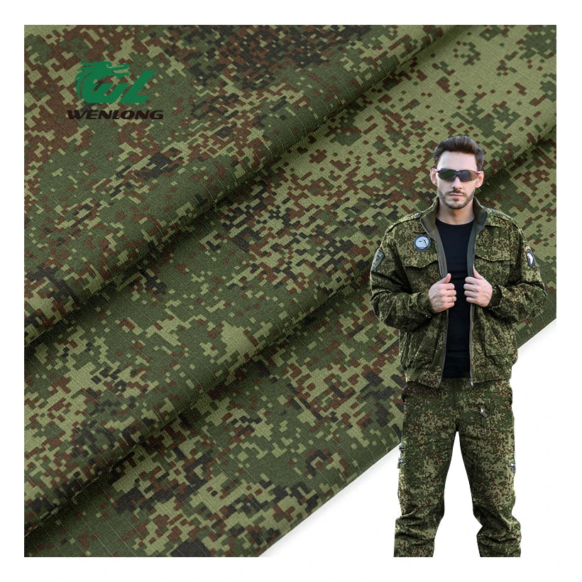 RTS T/C 80/20 Poly/Cotton Camouflage Ripstop Woven Waterproof Fabric EMR Anti-Tearing Plaid Tactical Garment & Costume
