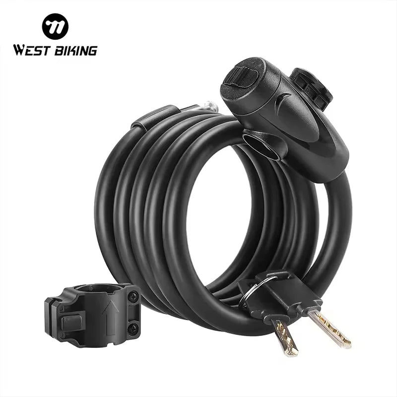 WEST BIKING Antifreezing Bicycle Cable Lock Portable Anti-Theft Bike Wire Lock With 2 Keys E-Bike Scooter Motorcycle Safety L