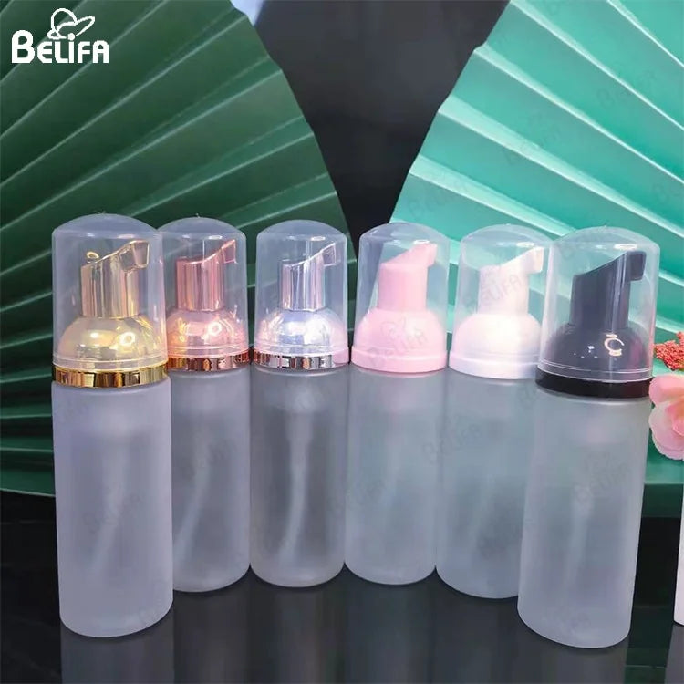 Custom Frosted Pink Black Clear Plastic Lash Shampoo Bottle Face Eyelash Cleaning Foam Pump Bottle