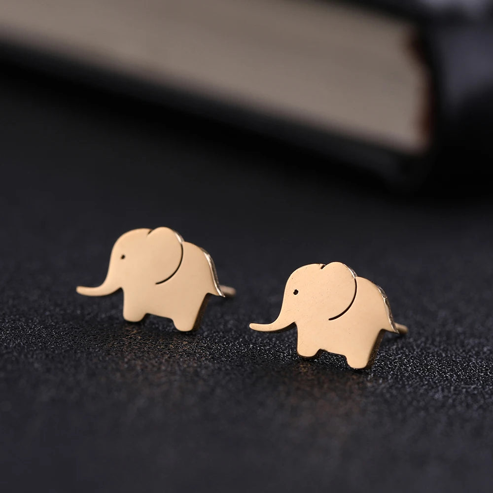 Cute Elephant Stud Earrings Fashion Lovely Animal Stainless Steel Jewelry Earrings for Women Girls