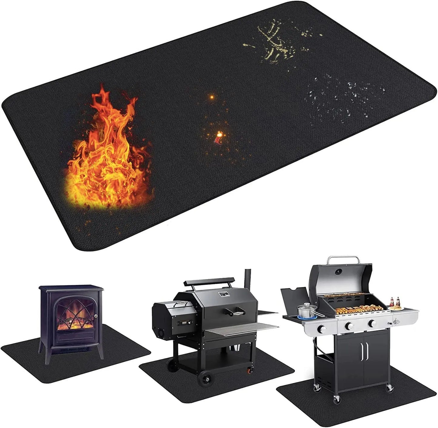 Square Firepit Mat for Fireplace Big Grill Mat for Outdoor Grill Fireproof Mat for Deck Grass Protection