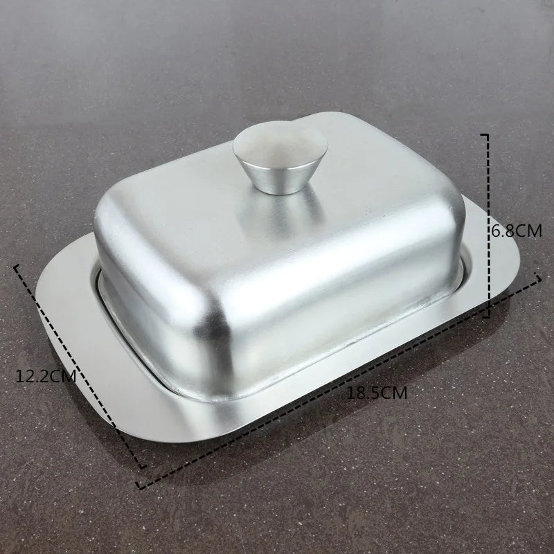 Stainless Steel Eco-Friendly Butter Dish Lid Storage Box Modern Rectangle Design for Restaurant Use Reusable Kitchen Utensils