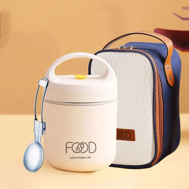 Stainless Steel Vacuum Insulated Food Flask Soup and Food Jar with Lid Isolated Boite for Lunch