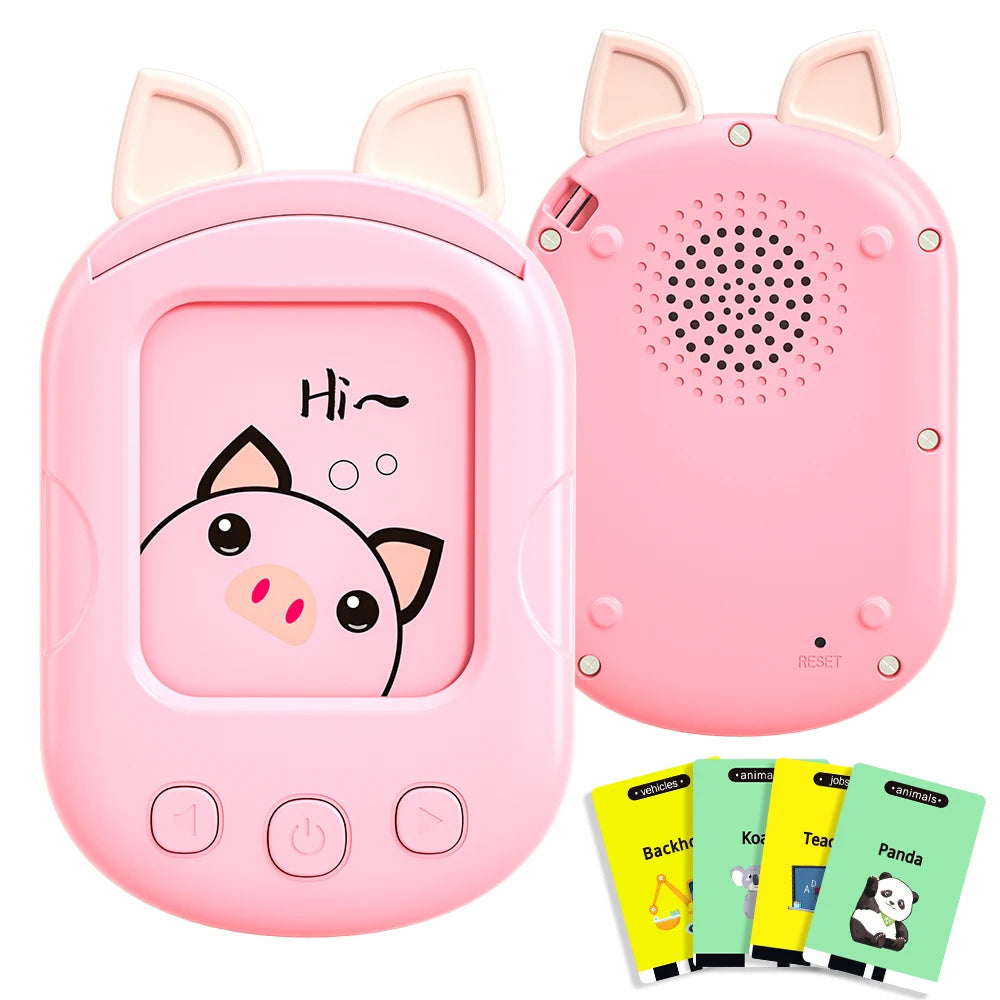 Adorable Animal Shaped Piggy Flash Card Reading Device Talking Machine Language Learning Early Educational Toys for Kids