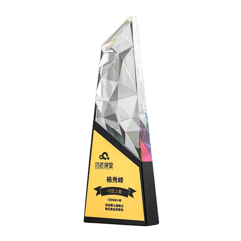 MH-NJ00809 Colorful Trophies Manufacturer Wholesale Sublimation Latest Award Trophy  Custom Crystal Award Trophy