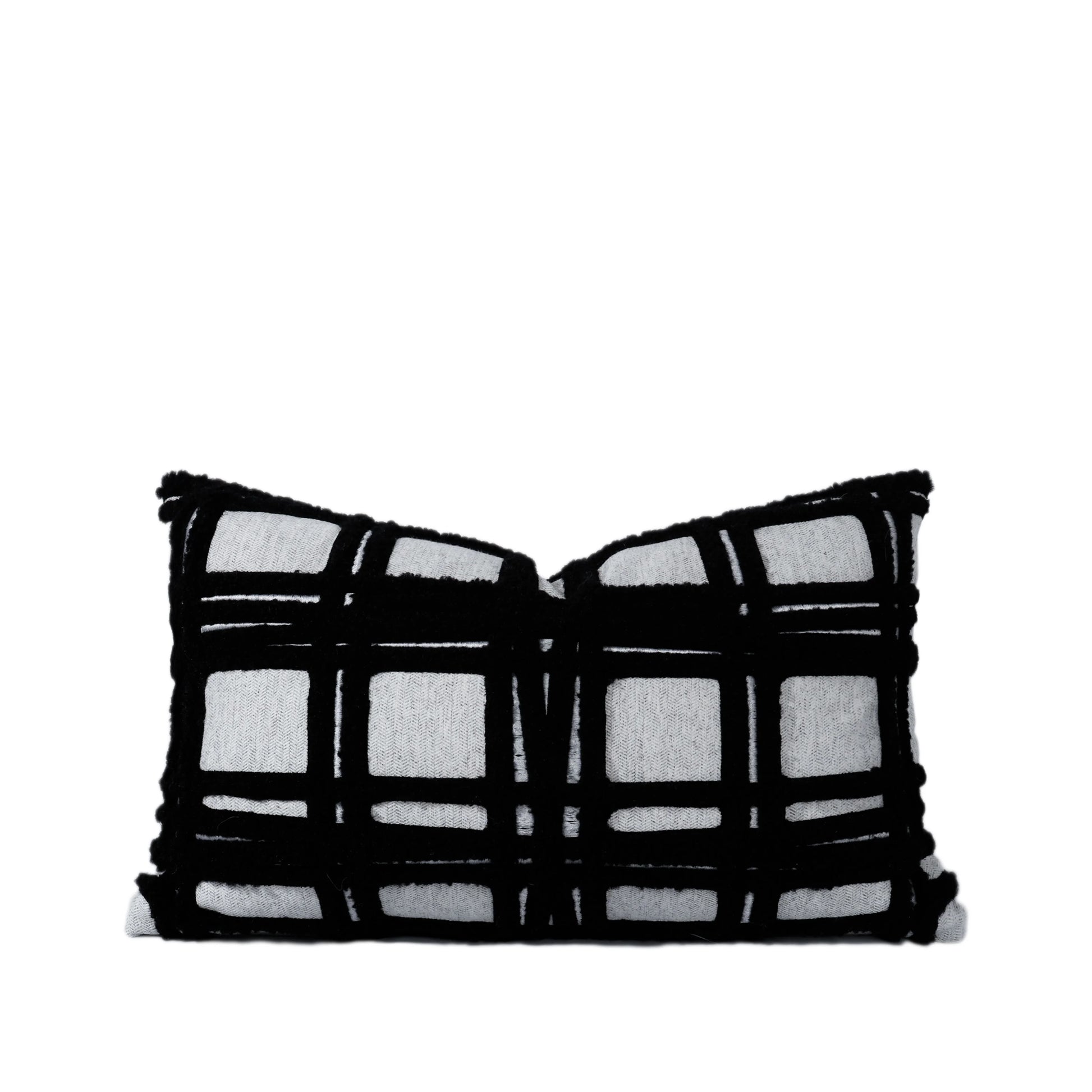 Tiff Home Modern Design 30*50cm Black and White Embroidered Checked Textured Cushion Cover Set Wholesale New Collection