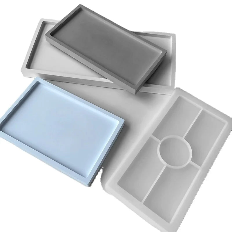 DIY Rectangle Plate Silicone Resin Mold Soft Rectangular Tray Silicone Molds  for Casting Concrete Polymer Clay Plates Cake M