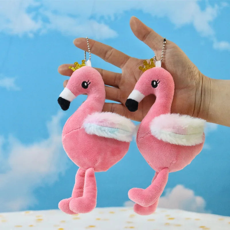 15cm Cute Flamingo Plush Keychains Toys Backpack Charm Cartoon Stuffed Animal Toys Plushie Flamingo Key Chains for Children G