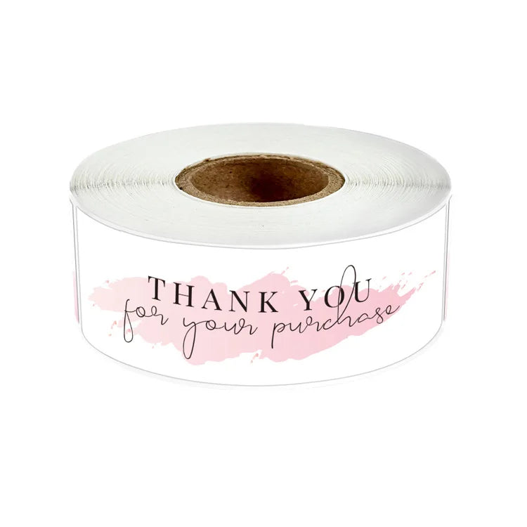 Rectangle Custom logo Sticker Rolls Printing Paper Cute Thank You Label Stickers Create logo