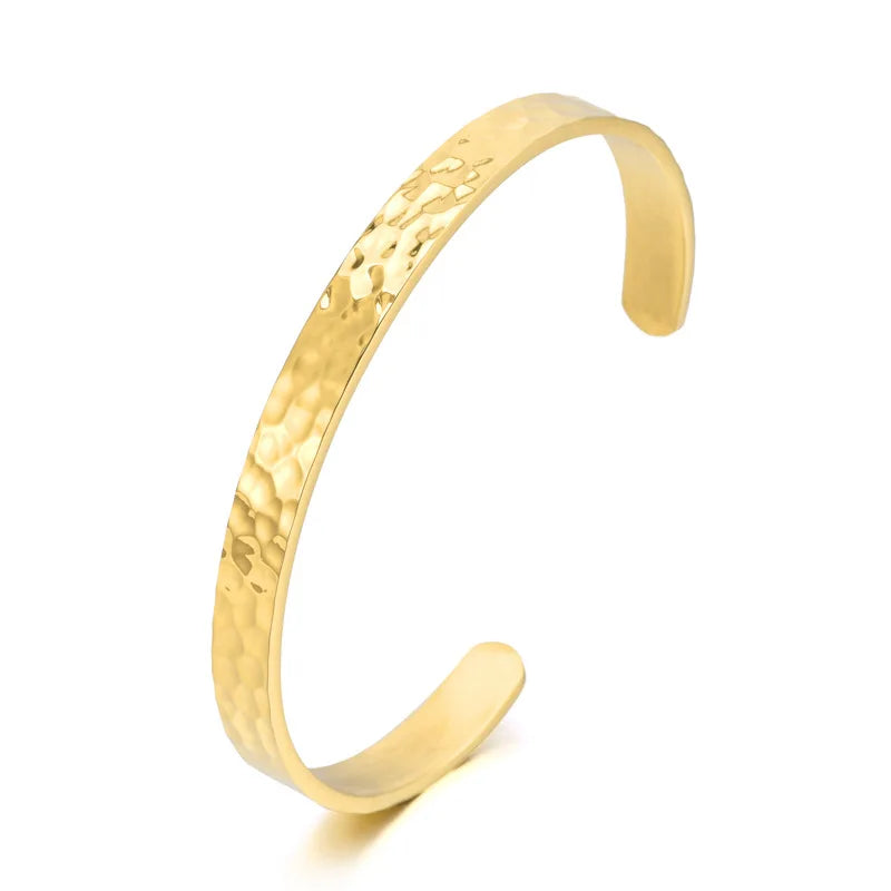 Simple Designs Gold Plated Stainless Steel Bracelet Open Pave Cuff Bangle Bracelet Adjustable High End Bracelet for Girls