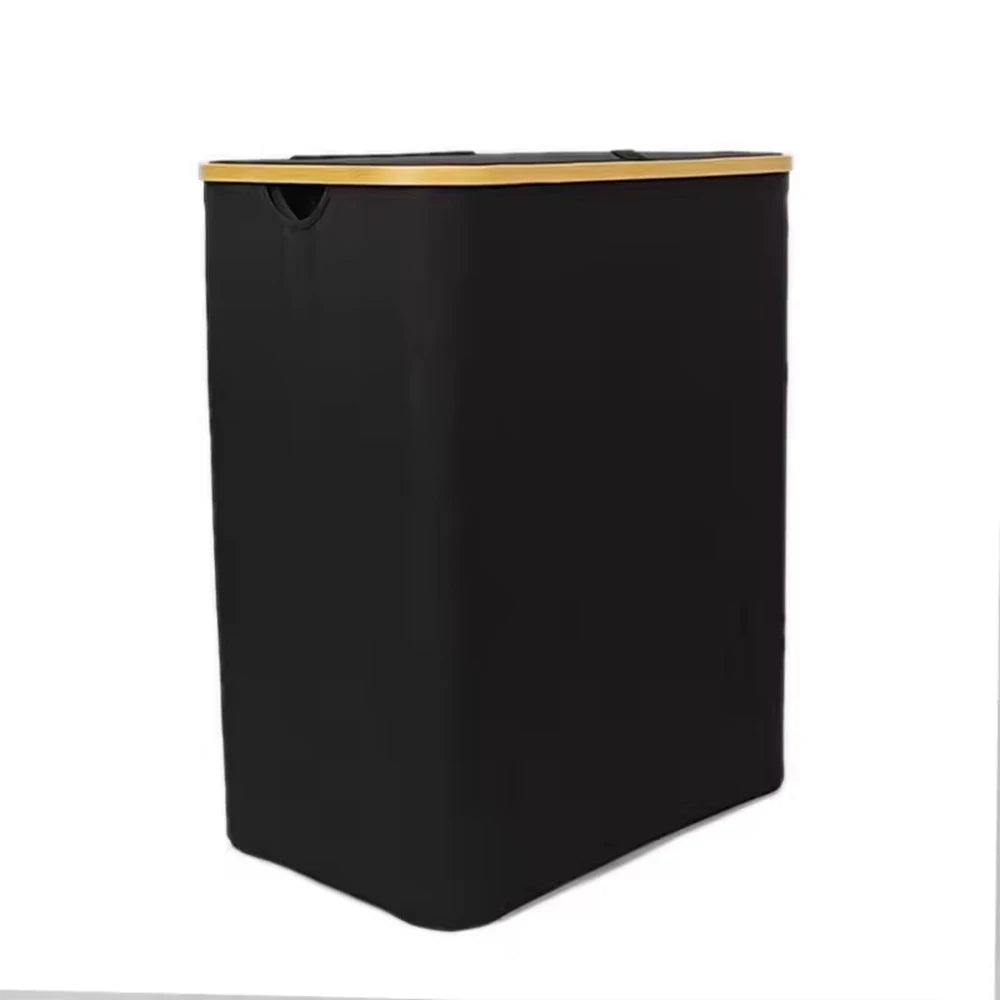 Collapsible Bamboo Laundry Basket with Handle Cover Hot Household Storage with Bag Inside for Dormitory Necessities for Home 