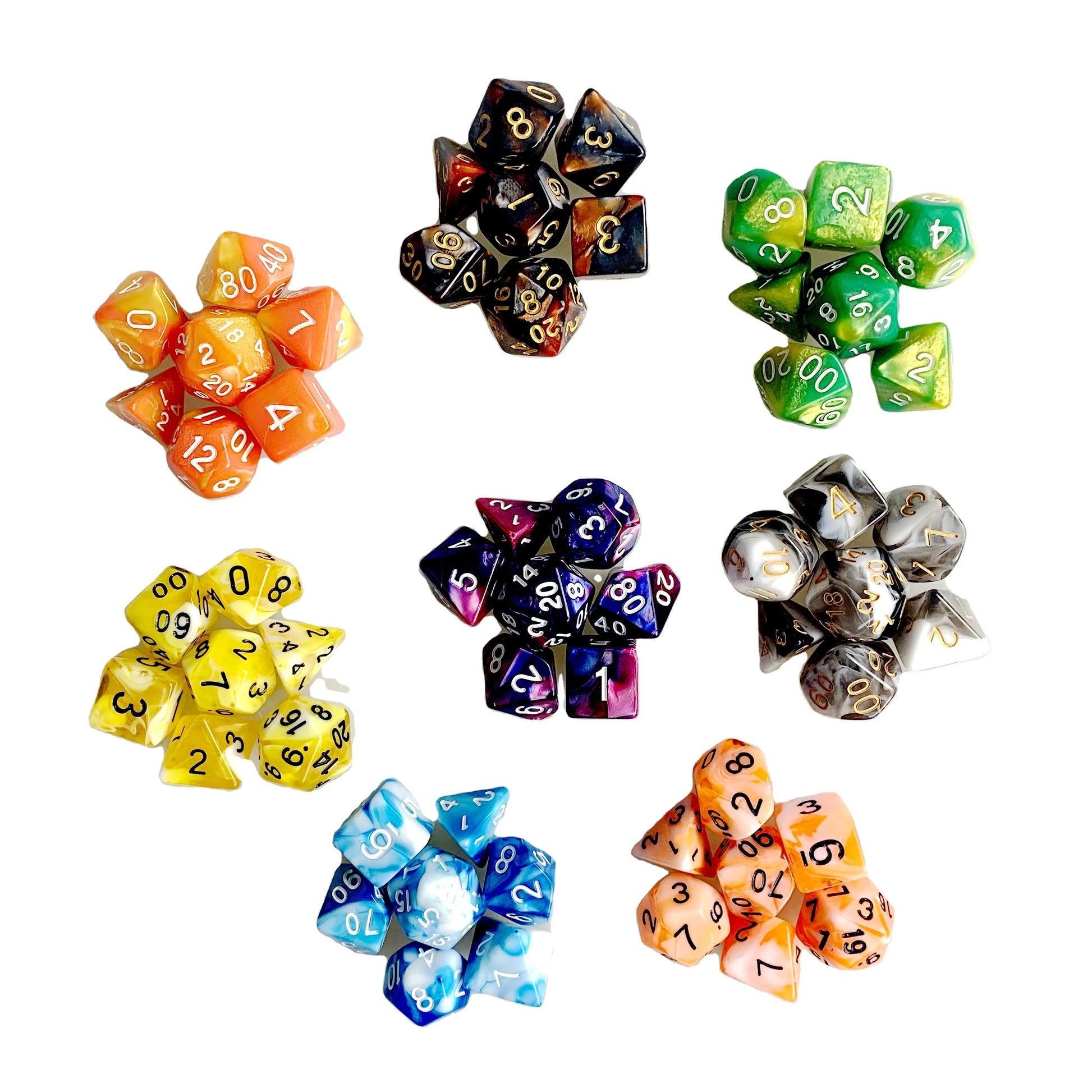 RTS DND Rpg Dungeons and Dragons Acrylic Custom Polyhedral 20 Sides Double Multi Colors Plastic Dice Sets