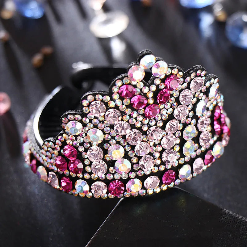 Fashion Korean Style Women Crystal Rhinestone Crown Large Hair Claw Clip Elegant Daily Use 5 Colors