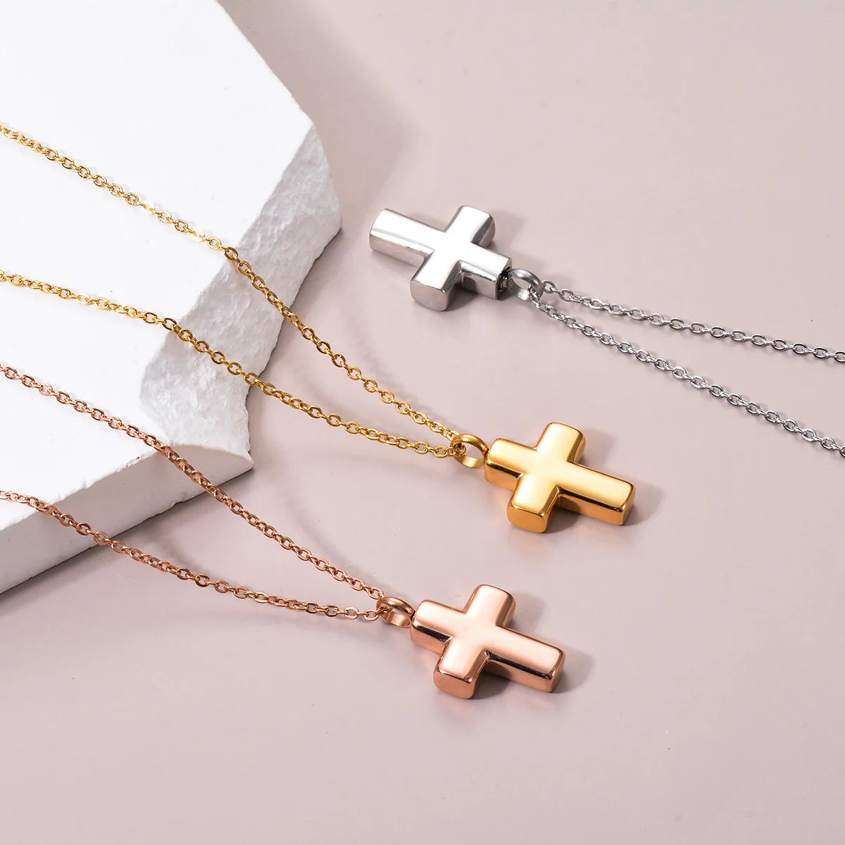 Urn Jewelry Ashes Cross Necklace Ash Keepsake Urn Can Open Cross Pendant Stainless Steel Cremation Jewellery Wholesale