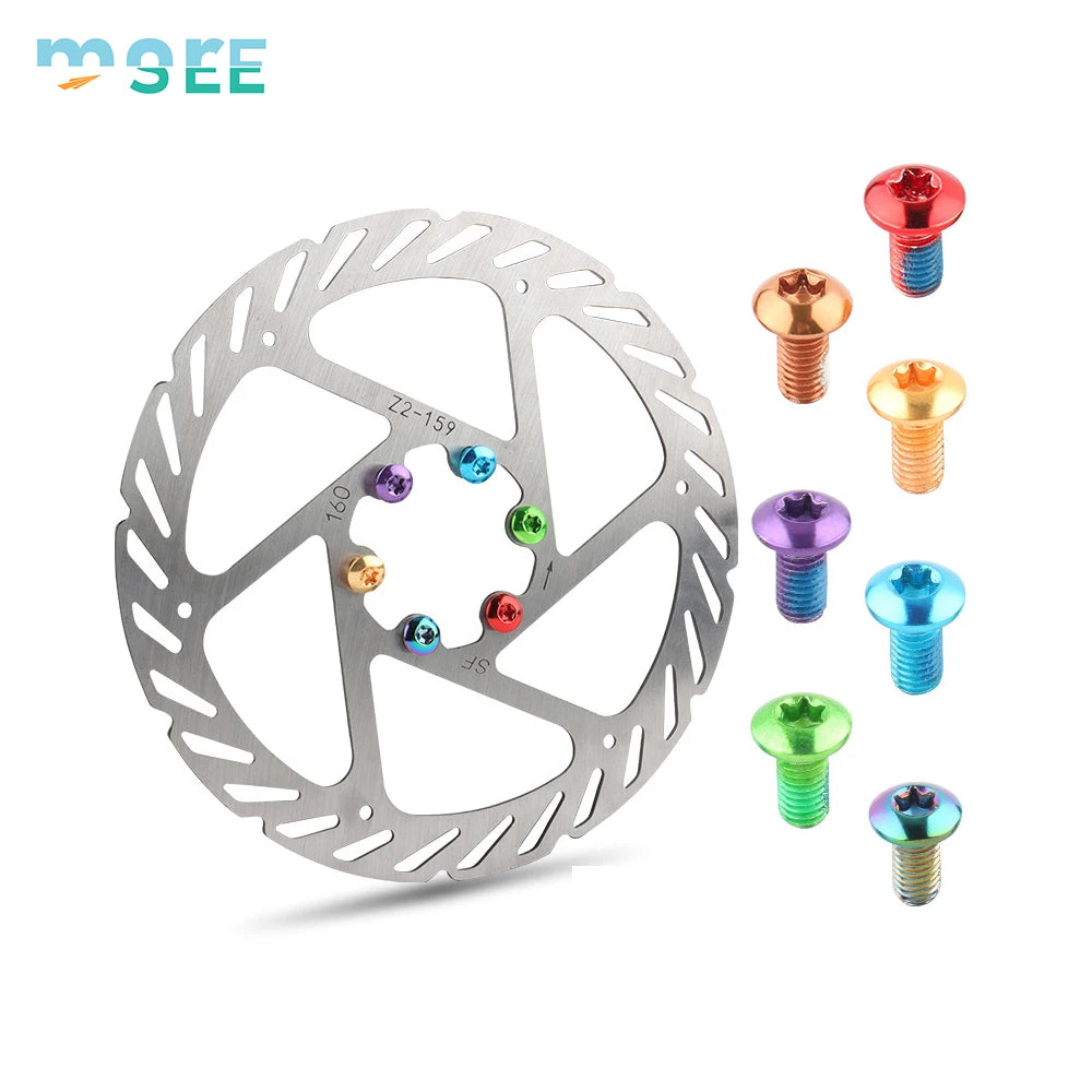 SeeMore 12Pcs Titanium Bike Screw M5 X 10mm Light Weight Bicycle Disc Brakes Rotor Bolts Nuts
