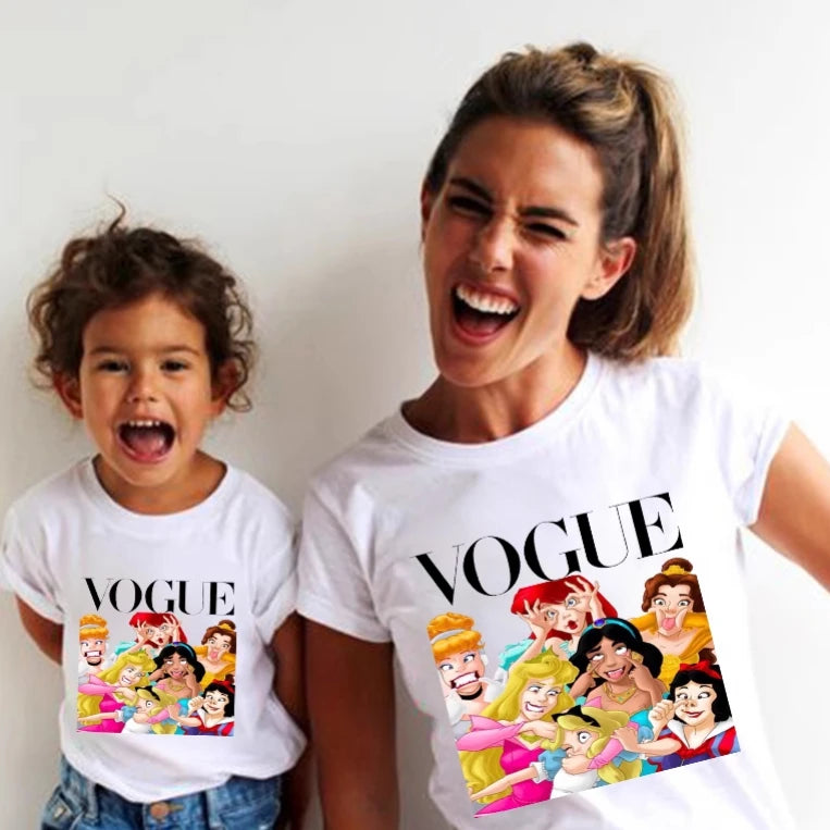 Princess Family T Shirt European and American INS Princess Mother's Day Mother and Daughter Parent -child T -shirt tide