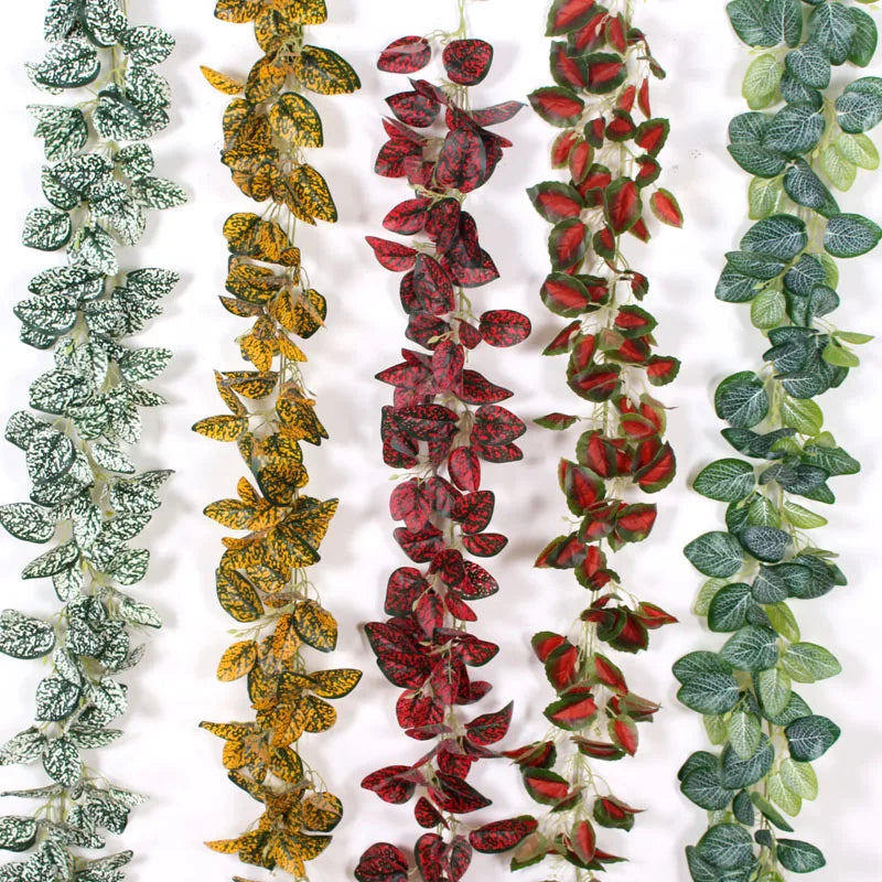 Wholesale Artificial  Hanging Vines Plastic  Garland Leaves Evergreen Artificial Ivy Leaf Plants Vine for Wall Decoration