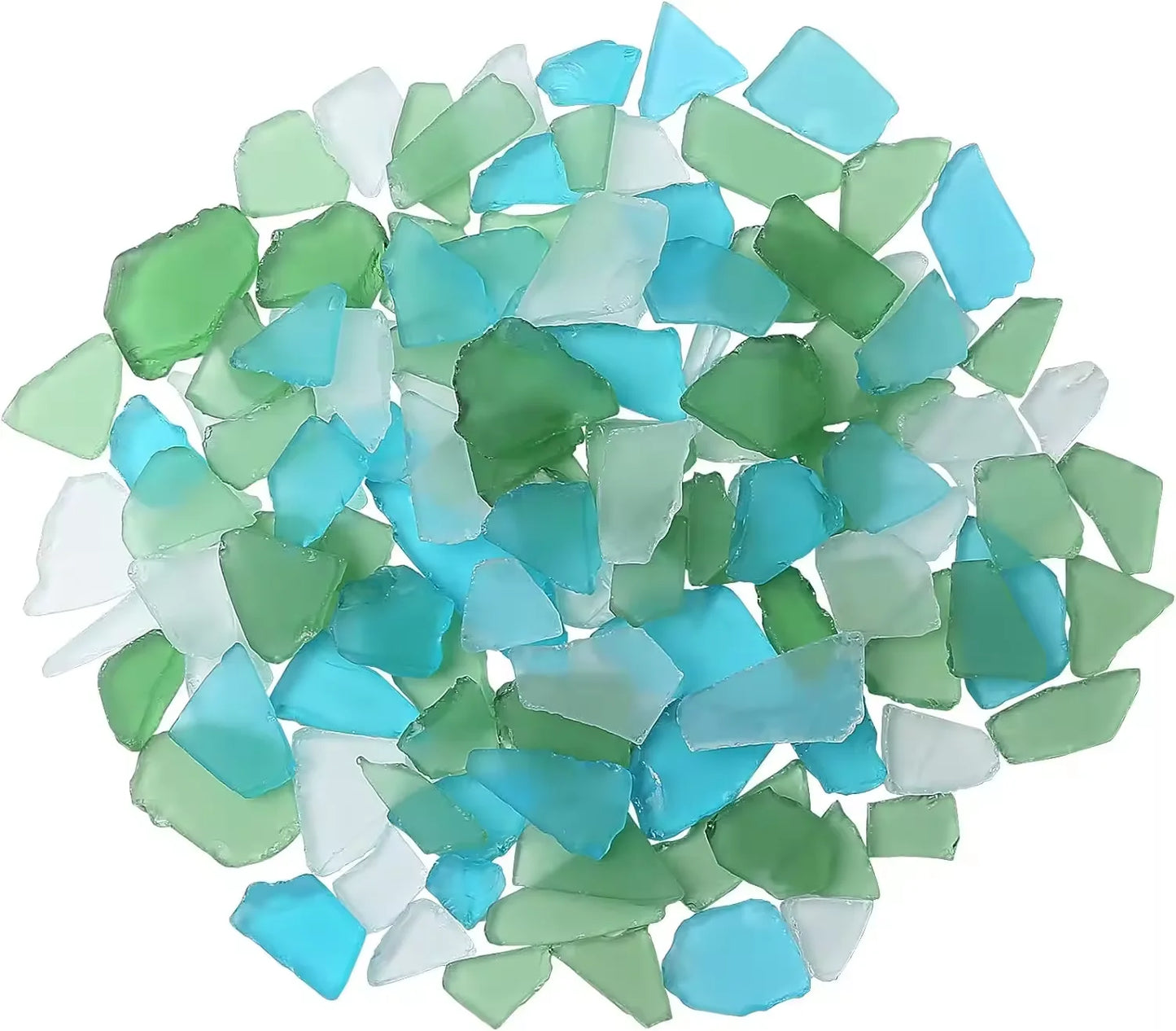 DIY SeaGlass Beach Glass 16Oz 0.78-1.5 Inch Fish Tank Landscaping Flat Sea Glass Crafts Decorative