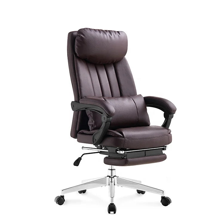 Luxury Boss Ergonomic Chair Recliner Soft Genuine Leather Revolving Swivel Management Executive Office Chair With Footrest