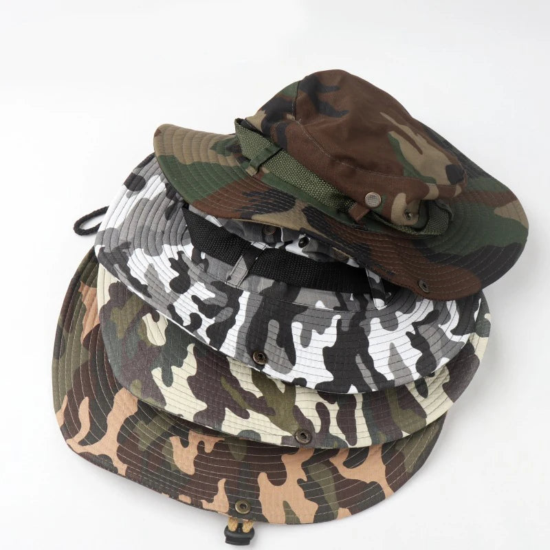 Bucket Fisherman Hat Camouflage Cap Men Hiking Fishing Sun Hat Safari Outdoor Boonie Hat
