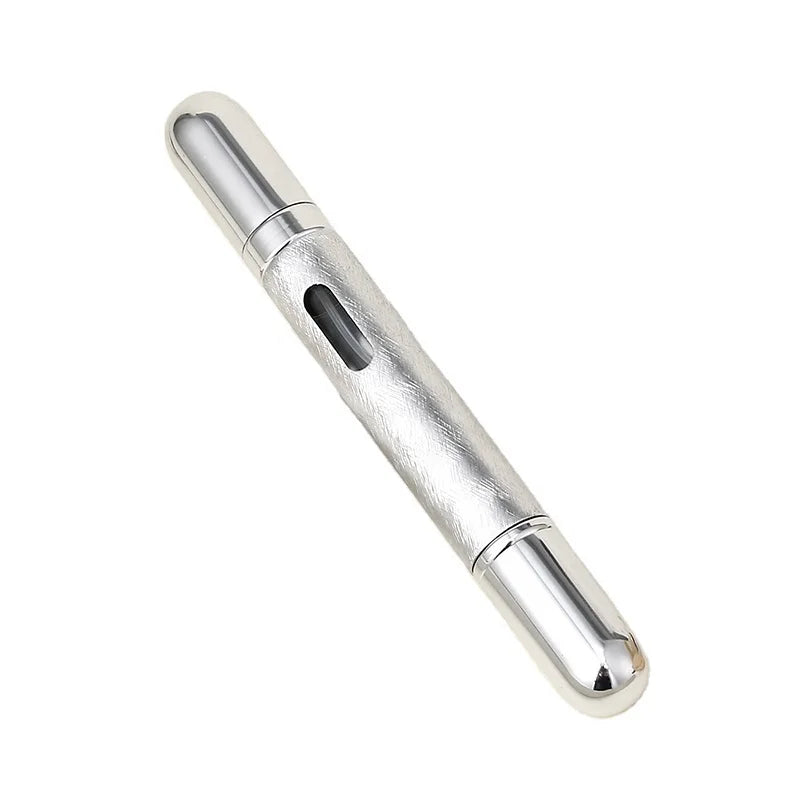 1Pcs 12ml Silver Perfume Metal Bottle Sub-bottling Spray Portable Perfume Bottle Spray and Roll Ball Dual Use Bottle